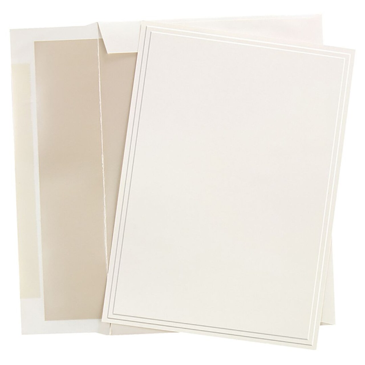 Great Papers! Invitation Kit with Pearl Foil-Lined Envelopes, Triple Embossed Border Flat Card, Ivory, 5.5" x 7.75", Printer Friendly.25 cards/25 envelopes